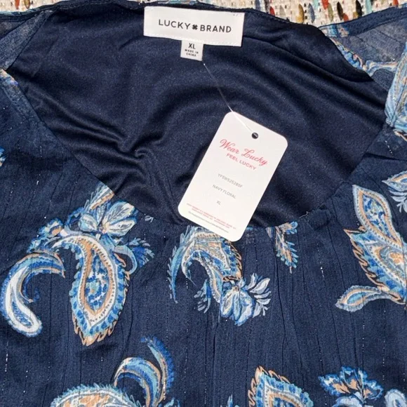 Lucky Brand Navy Paisley Dress - Picture 2 of 5